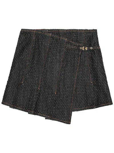 Ganni Black Duchesse Nylon Pleated Mini Skirt