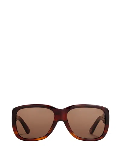 Ganni X Ace & Tate Antonio Rectangle-frame Sunglasses In Brown
