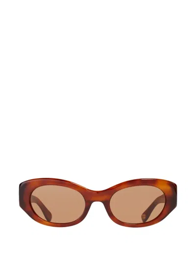 Ganni X Ace & Tate Dakota Oval-frame Sunglasses In Brown