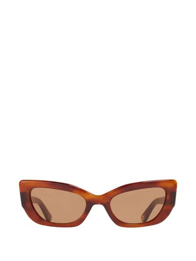 Ganni X Ace & Tate Sadie Oval-frame Sunglasses In Brown