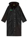Ganni X Barbour Hooded Panelled Coat In Black