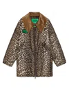 Ganni X Barbour Leopard-print Corduroy-collar Coat In Animal Print