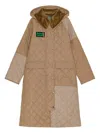 Ganni X Barbour Quilted Patchwork Hooded Coat In Neutral