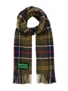 Ganni X Barbour Tartan Fringed Scarf In Green