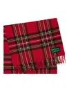 Ganni X Barbour Tartan Fringed Scarf In Red