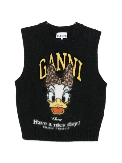Ganni X Disney Daisy Knitted Vest In Black