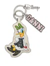 Ganni X Disney Leather Keyring In Neutral