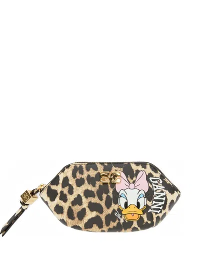 Ganni X Disney Leopard-print Wallet In Multi