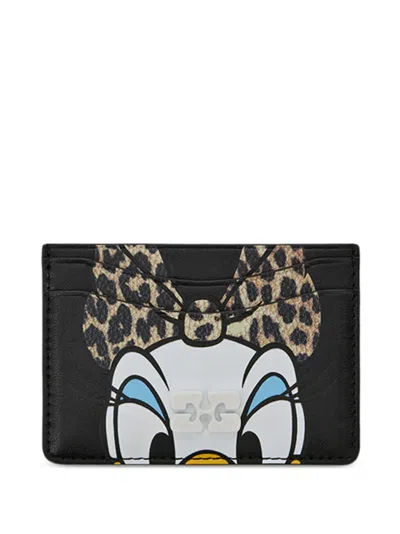 Ganni X Disney Leopard-print Character-motif Card Holder In Pattern