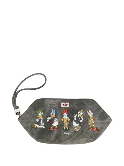 Ganni X Disney Printed Make Up Bag In Gray