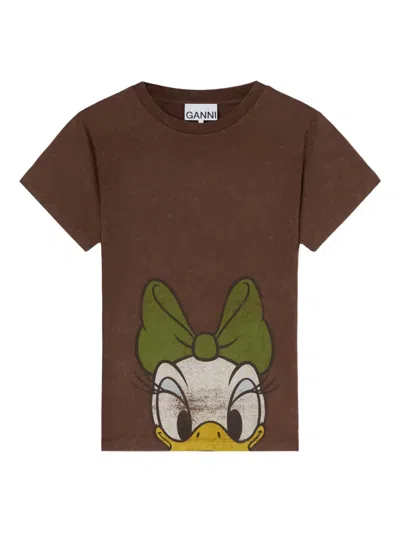 Ganni X Disney Graphic T-shirt In Brown