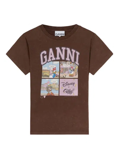 Ganni X Disney Graphic T-shirt In Brown
