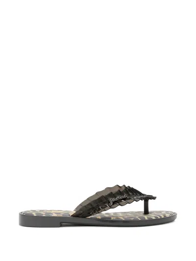 Ganni X Melissa Leopard-print Flip-flops In Black