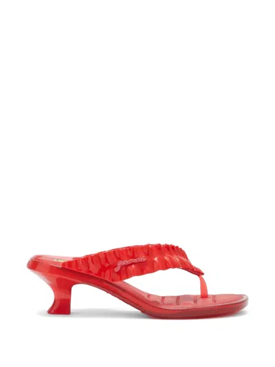 Ganni X Melissa Logo-print Heeled Sandals In White