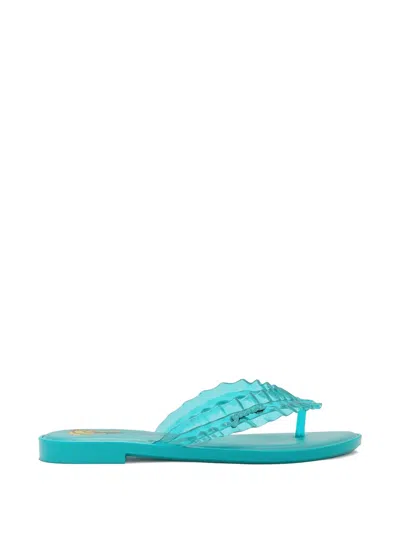 Ganni X Melissa Ruffled-strap Flip-flops In Blue