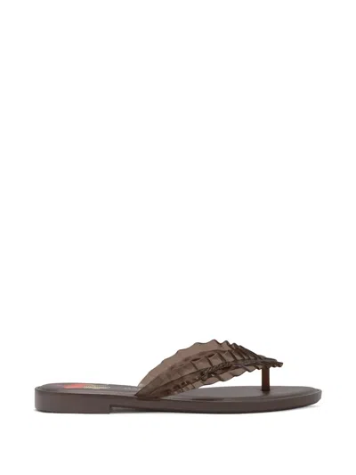 Ganni X Melissa Ruffled-strap Flip-flops In Brown