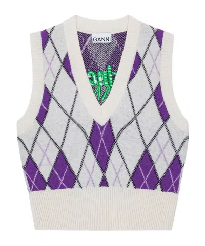 Ganni X Prince Plaid Sweater In White