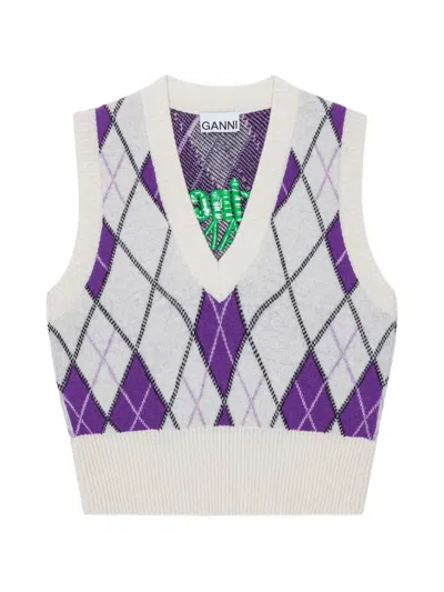 Ganni X Prince V-neck Vest In Neutral