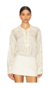 Ganni X Revolve Printed Viscose Habotai Tie String Shirt