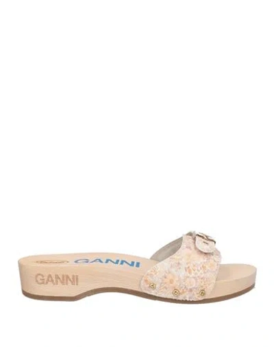 Ganni X Scholl Woman Mules & Clogs Beige Size 8 Textile Fibers