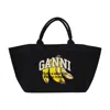 Ganni Banana Print Xxl Tote Bag In Black