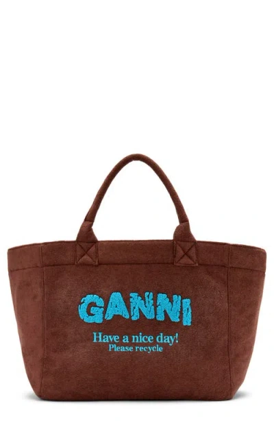 Ganni Xxl Beach Resort Shopper In Brown