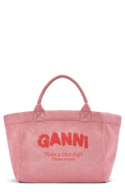Ganni Xxl Beach Resort Shopper In Pink
