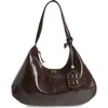 Ganni Xxl Bou Croc Embossed Hobo Bag In Brown