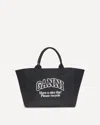 Ganni Women Recycled Cotton Xxl Tote Bag In Black