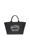 Ganni Xxl Canvas Tote Bag In Black
