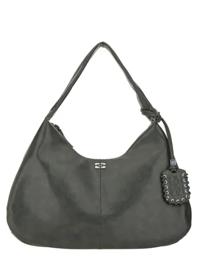 Ganni Xxl Hobo Bag In Gray