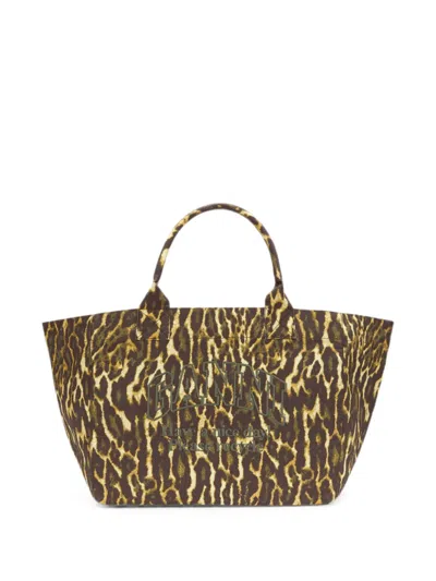 Ganni Xxl Leopard-print Tote Bag In Animal Print