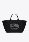 Ganni Women Organic Cotton Xxl Tote Bag In Black