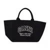 Ganni Women Recycled Cotton Xxl Tote Bag In Black
