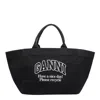 Ganni Women Recycled Cotton Xxl Tote Bag In Black
