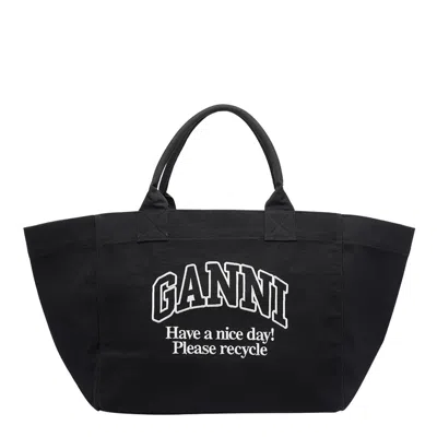 GANNI XXL LOGO TOTE BAG