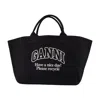 Ganni Women Recycled Cotton Xxl Tote Bag In Black