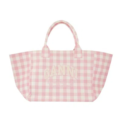 Ganni Xxl Pocket Shopping Bag In Pink