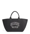 Ganni Women Recycled Cotton Xxl Tote Bag In Black