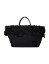 Ganni Black Nylon Ruffled Xxl Shopper Bag In Black