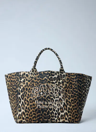 Ganni Women Xxl Shopper Tote Bag In Brown