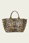 Ganni Xxl Shopper Tote In Leopard In Animal Print