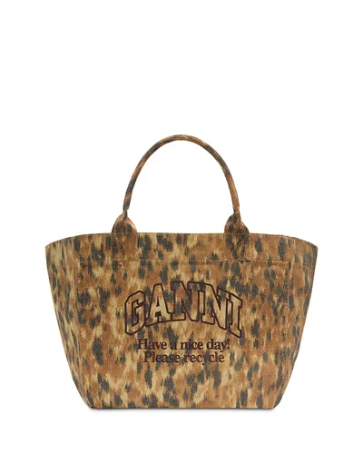 Ganni Xxl Trapeze Shopper Tote In Brown