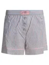 Ganni Violet Shorts With Logo Patch On The Front And All-over Striped Motif In Viscose Blend Woman