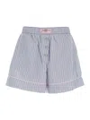 Ganni Violet Shorts With Logo Patch On The Front And All-over Striped Motif In Viscose Blend Woman In Multicolor