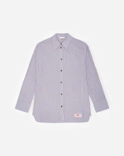 Ganni Yarn Dyed Stripe Shirt In Purple