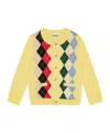 Ganni Knitwear Cardigan With Argyle Pattern And Pockets In Yellow