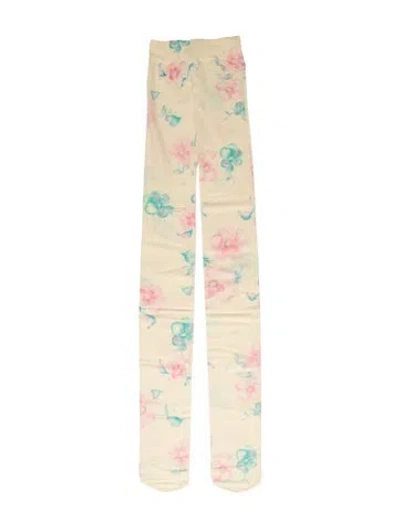 Pre-owned Ganni Yellow Pattern Printed Silk Leggings