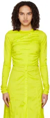 Ganni Yellow Press-stud Blouse In 794 Sulphur Spring