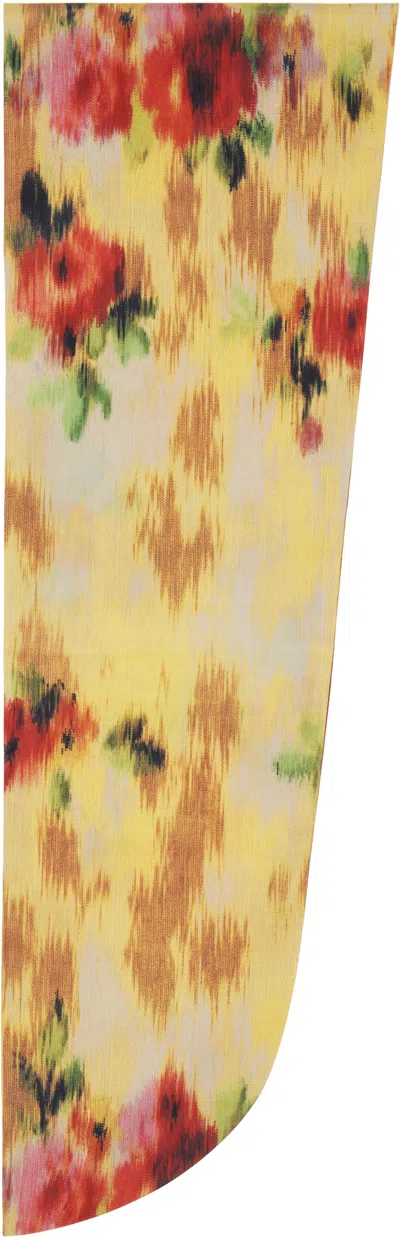 Ganni Yellow Print Wrap Scarf In Multi